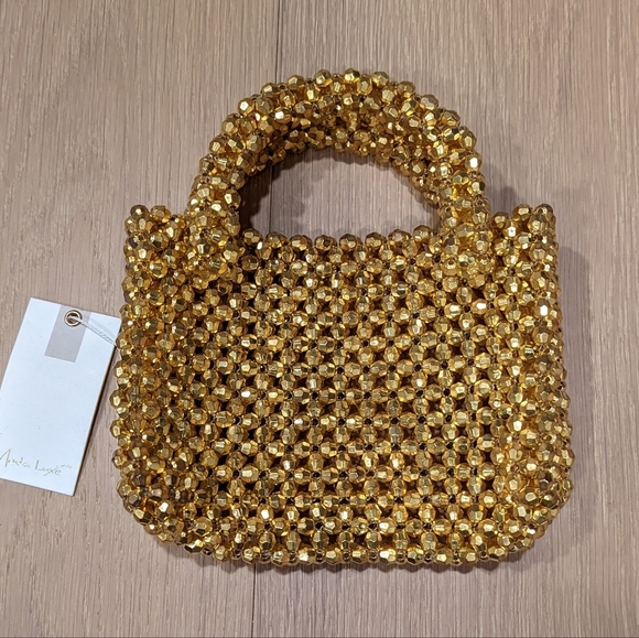 Moda Luxe Gold Beaded Mini Handbag - Picture 5 of 5